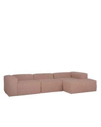 Canapé 3 modules d'angle en boucle de couleur rose 330x172cm