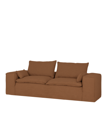 Canapé en lin déhoussable couleur brique plusieurs tailles
