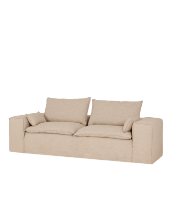 Canapé en lin déhoussable couleur beige plusieurs tailles