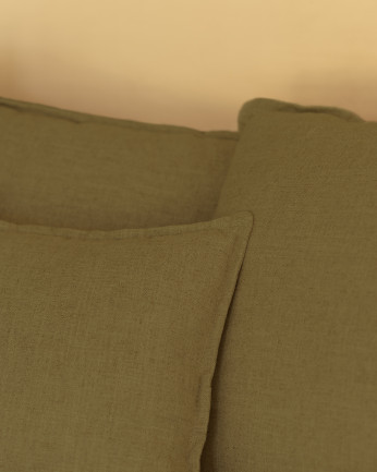 Canapé à profondeur longue en coton et lin déhoussable couleur vert différentes tailles