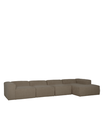 Canapé 4 modules d'angle en boucle de couleur marron 420x172cm