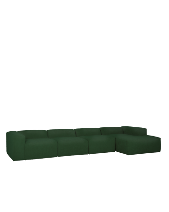 Canapé 4 modules d'angle en boucle de couleur vert 420x172cm