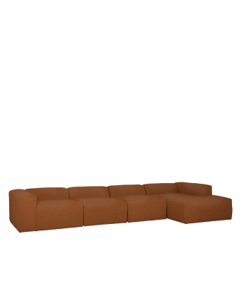 Canapé 4 modules d'angle en boucle de couleur cuivre 420x172cm