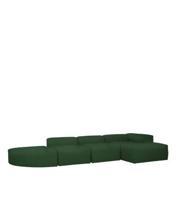 Canapé 4 modules courbe d'angle en bouclé couleur vert 410x172cm