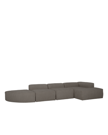 Canapé 4 modules courbe d'angle en bouclé couleur gris foncé 410x172cm