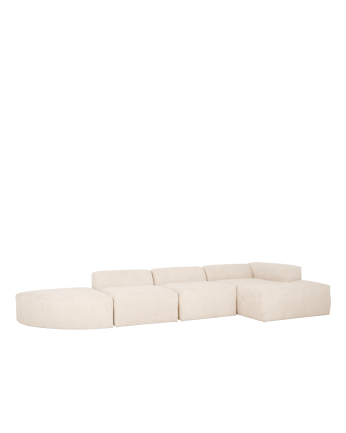 Canapé 4 modules courbe d'angle en bouclé couleur blanc 410x172cm