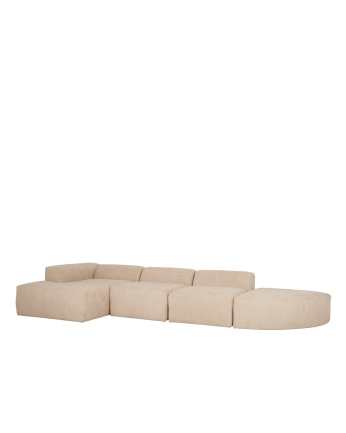 Canapé 4 modules courbe d'angle à en bouclé couleur beige 410x172cm