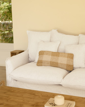 Canapé en coton et lin déhoussable couleur blanc plusieurs tailles