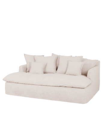 Canapé à profondeur longue en coton et lin déhoussable couleur blanc différentes tailles