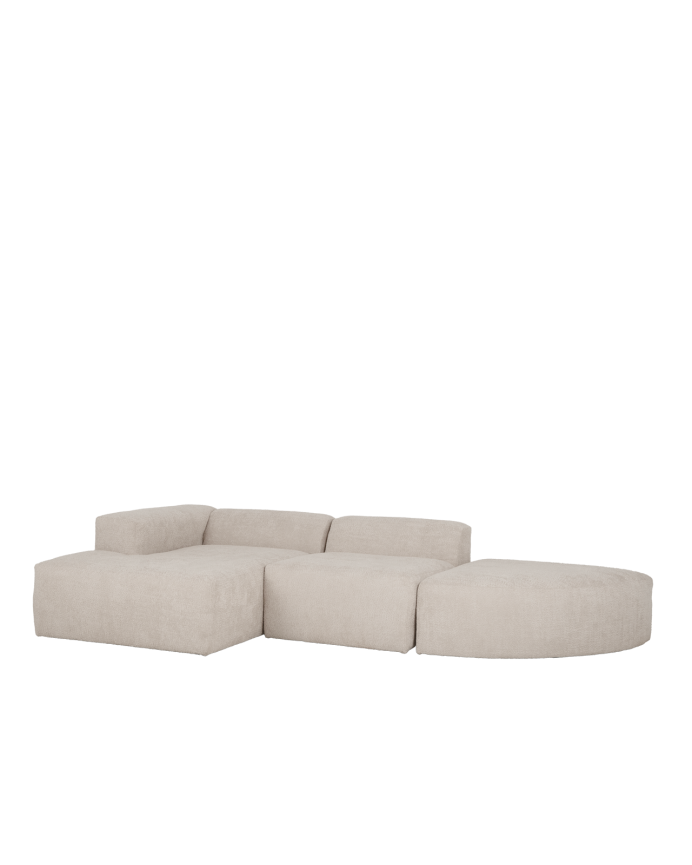Canapé 3 modules courbe d'angle à en bouclé couleur gris clair 320x172cm