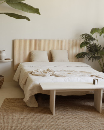 Tête de lit en bois massif dans le ton naturel dans différentes tailles