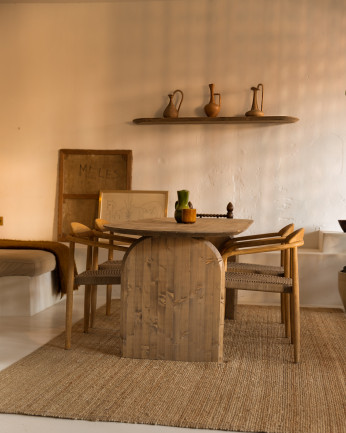 Table de salle à manger ovale en bois massif ton chêne foncé de différentes tailles