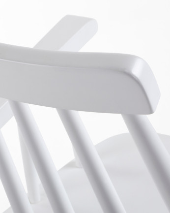Chaises en bois d'hévéa massif peint en blanc avec accoudoirs 87x51cm