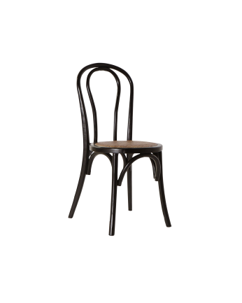 Chaises avec une structure en bois ton noir avec grilles en rotin en assise 89x43cm