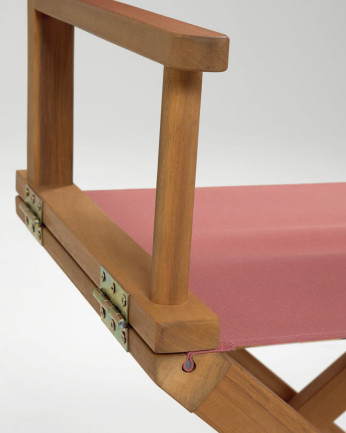 Chaises avec accoudoirs en bois d'acacia massif et assise en tissu rouge 88x55,15cm