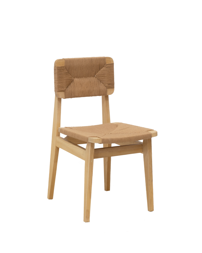 Chaises avec structure en bois d’orme et siège en fibre naturelle de 81x42cm.