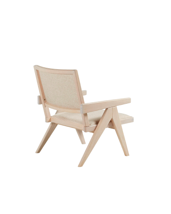 Fauteuil en bois massif avec assise en mousse et fibre en blanc 75x61cm
