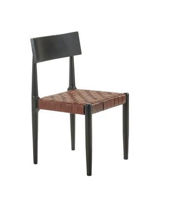 Chaise en bois massif de couleur marron de 77,5 cm