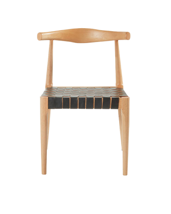 Chaise en bois massif avec assise tressée noire et pieds en couleur naturelle 77cm