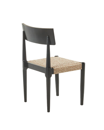 Chaise en bois massif avec assise en corde de couleur beige de 77,5 cm 