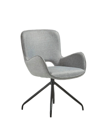 Chaise en tissu gris avec pieds en métal noir de 84 cm