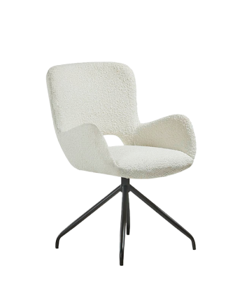 Chaise en tissu blanc avec pieds en métal noir de 84 cm
