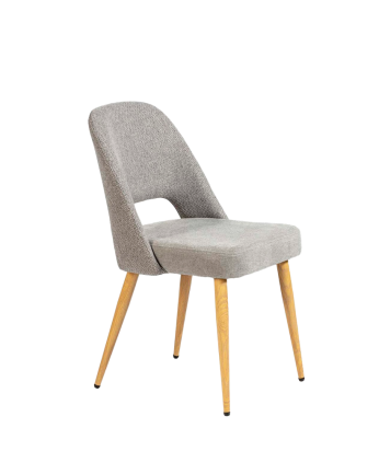 Chaise en tissu gris avec pieds en métal couleur chêne de 84 cm
