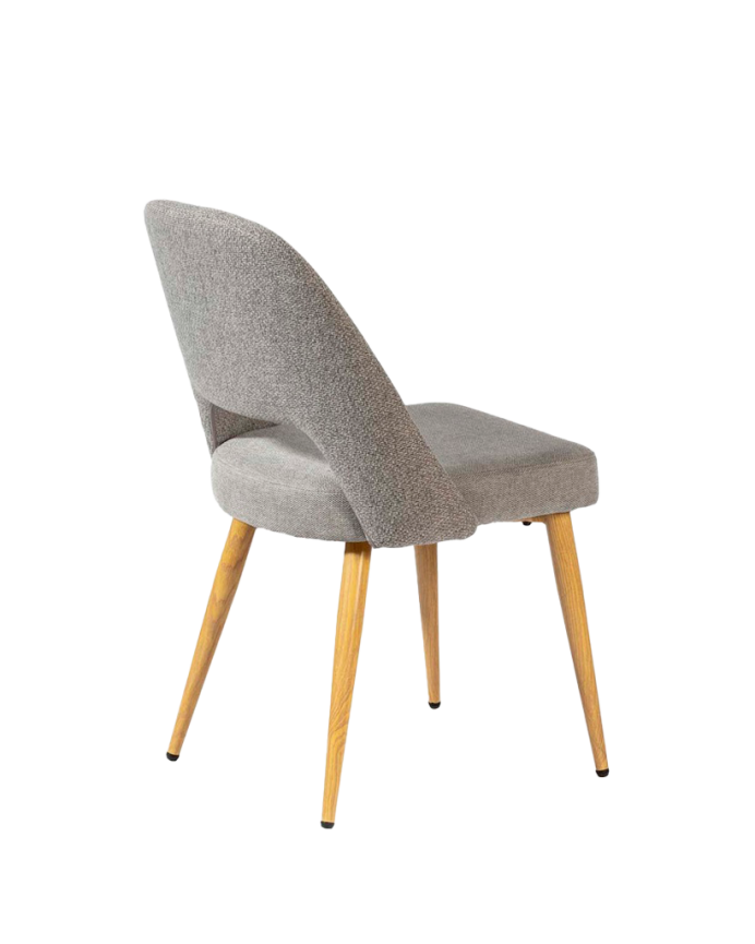 Chaise en tissu gris avec pieds en métal couleur chêne de 84 cm