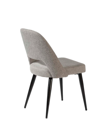 Chaise en tissu gris avec pieds en métal noir de 84 cm