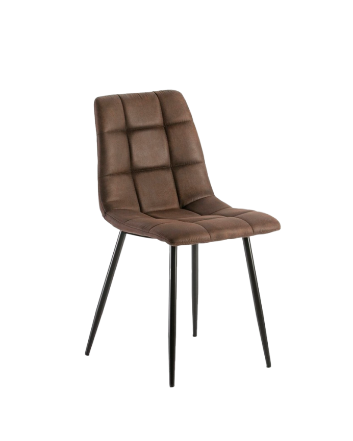 Chaise en microfibre couleur marron avec pieds noirs de 89 cm