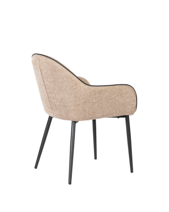 Chaise en tissu couleur marron avec pieds en métal noir de 83 cm
