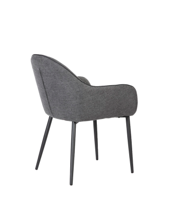 Chaise en tissu gris foncé avec pieds en métal noir de 83 cm