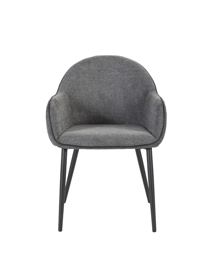 Chaise en tissu gris foncé avec pieds en métal noir de 83 cm