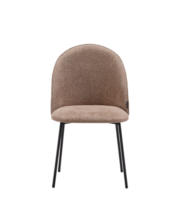 Chaise en tissu couleur beige avec pieds en métal noir de 84 cm