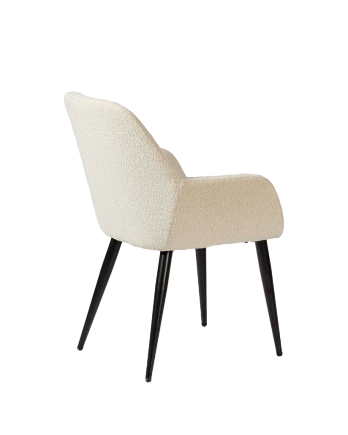 Chaise en bouclé blanc avec pieds en métal noir de 82 cm