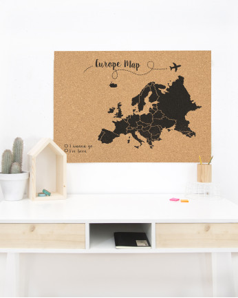 Carte de liège de l'Europe noir de différentes tailles