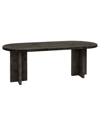 Table à manger ovale en bois massif ton noir de différentes tailles