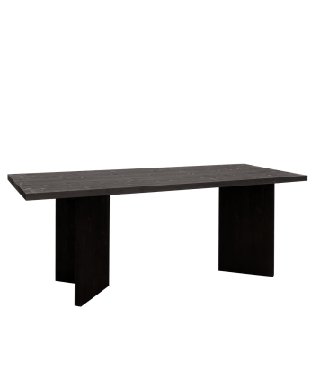 Table de salle à manger en bois massif en ton noir de différentes tailles