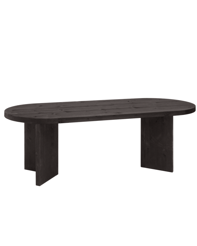 Table à manger en bois massif ton noir de différentes tailles