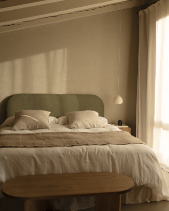 Housse de tête de lit en lin vert de différentes dimensions