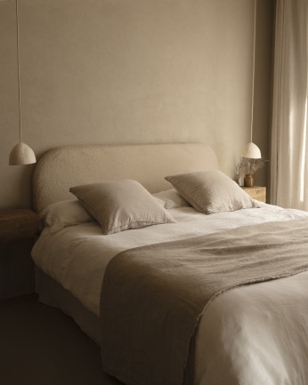 Housse pour tête de lit en bouclé beige de différentes dimensions