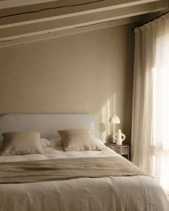 Housse pour tête de lit en bouclé gris clair de différentes dimensions