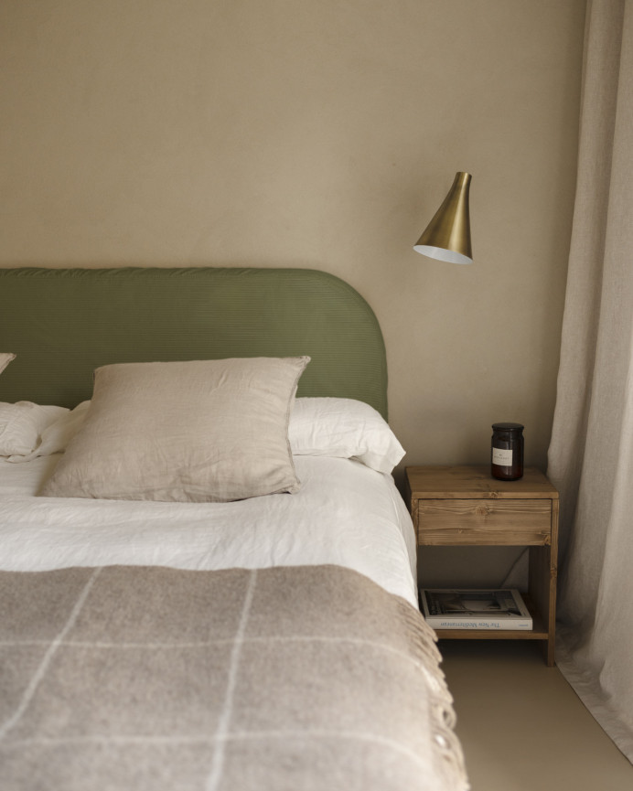 Tête de lit déhoussable en velours côtelé vert de différentes dimensions