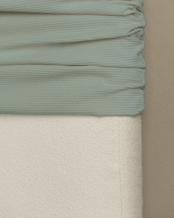 Tête de lit déhoussable en velours côtelé vert bleuté de différentes dimensions