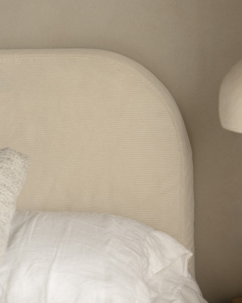 Tête de lit déhoussable en velours côtelé blanc cassé de différentes dimensions