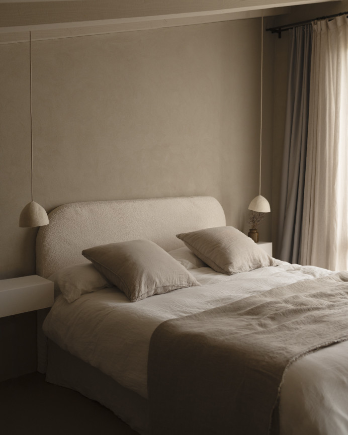Tête de lit déhoussable en bouclé blanc de différentes dimensions