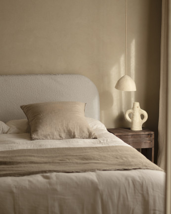 Tête de lit déhoussable en bouclé gris clair de différentes dimensions