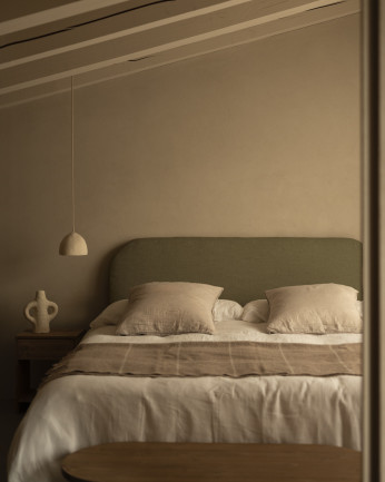 Tête de lit déhoussable en lin vert de différentes dimensions 