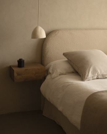 Tête de lit déhoussable en bouclé beige de différentes dimensions