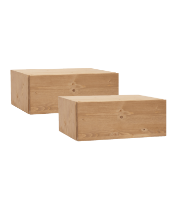 Pack de deux chevets flottants en bois massif chêne moyen 15x40 cm